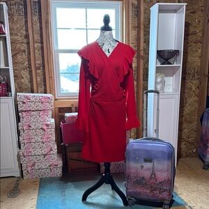 Elegant Red Ruffle Dress